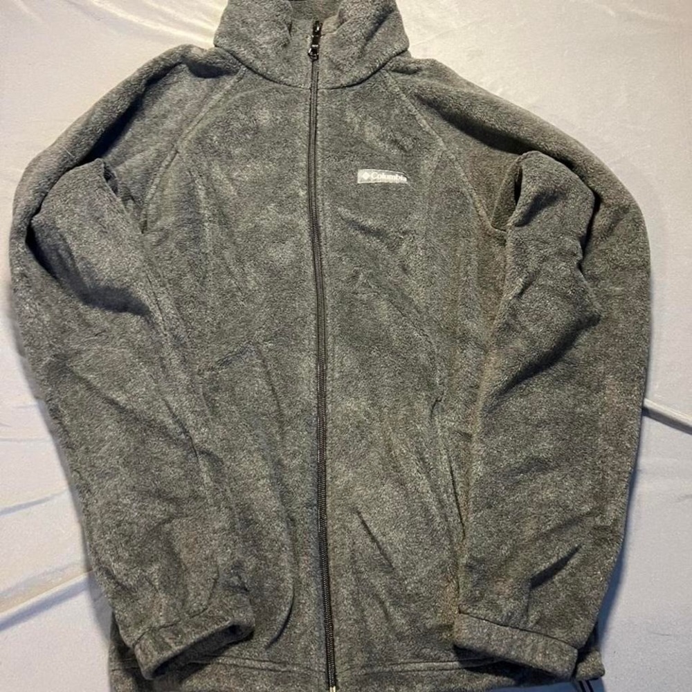Columbia Mens Full Zip Fleece Jacket‎ Gray Small Polyester High Neck Coat